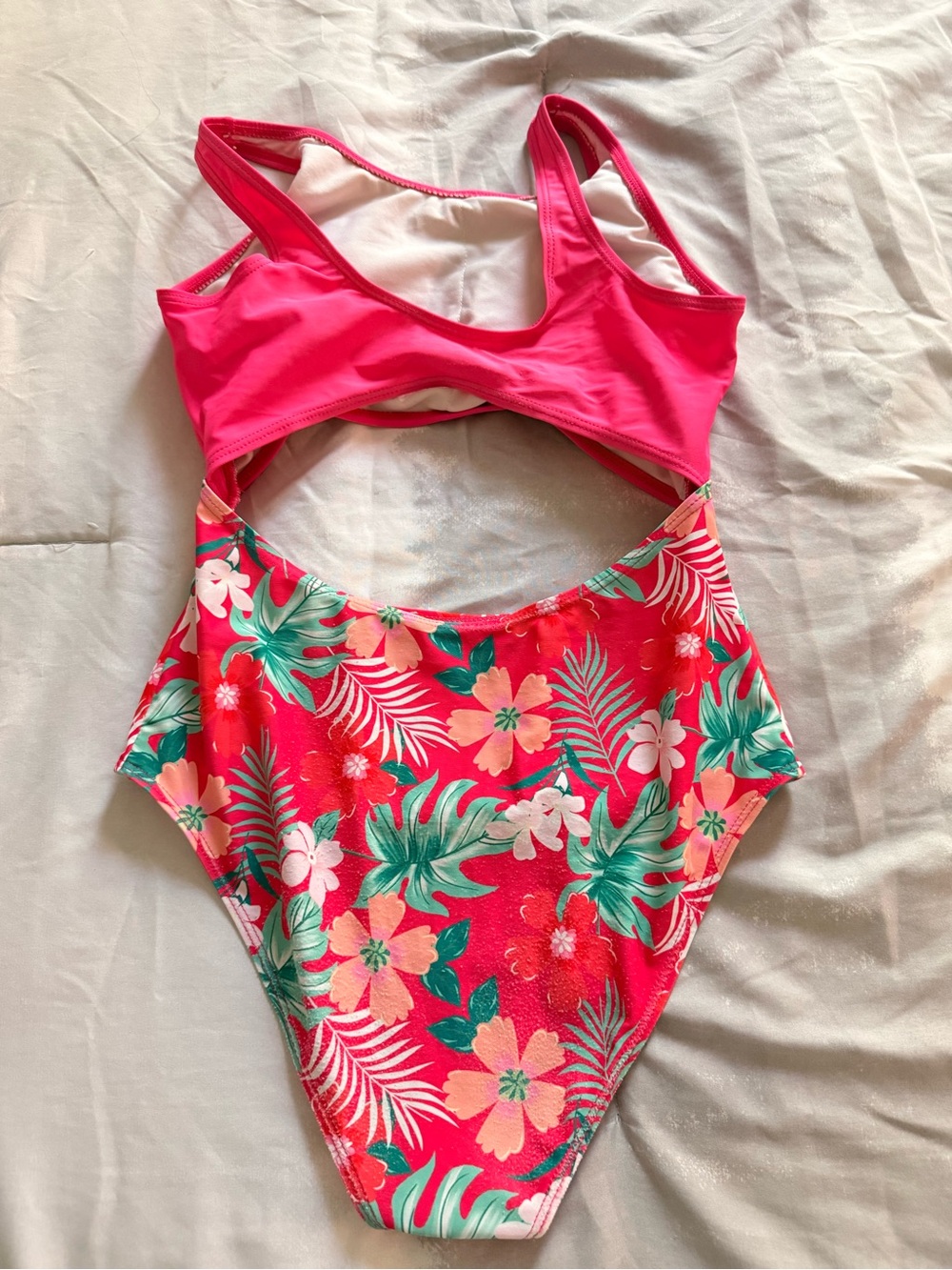 Girls' Pink Floral One-Piece Swimsuit